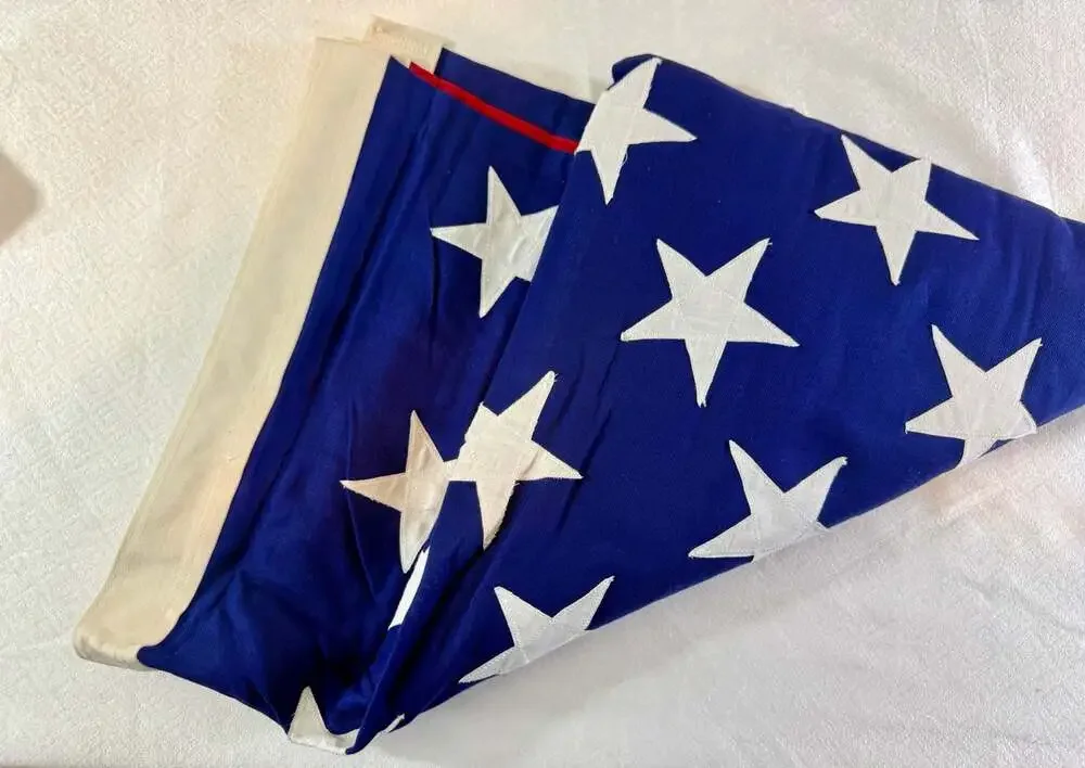 Vintage Valley Forge Best 100% Cotton Bunting 50-Star American Burial Flag